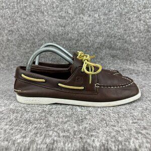 ✅Boys 6.5M Sperry Top-Sider A/O Brown Leather Boat Shoes Casual Deck Loafers